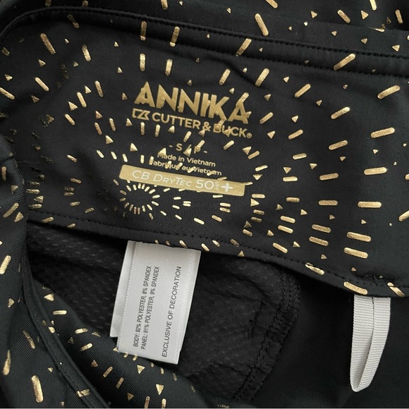 Annika Cutter & Buck Mini Skirt UPF 50 Sun Protection Black Gold Golf Tennis - Picture 6 of 7